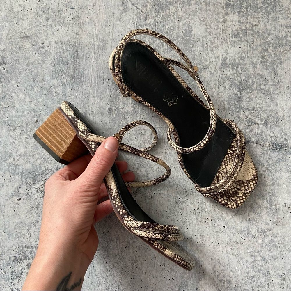 Mi.im Snakeskin Block Heel Sandals 6.5